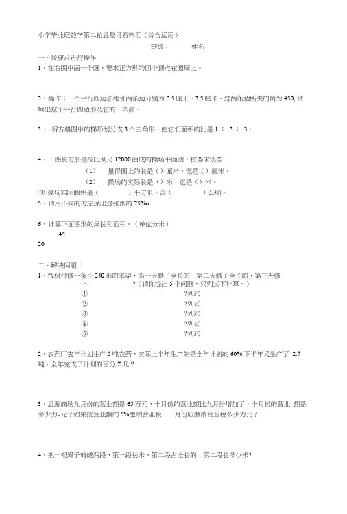 小学毕业班数学第二轮总复习资料四(综合运用).doc