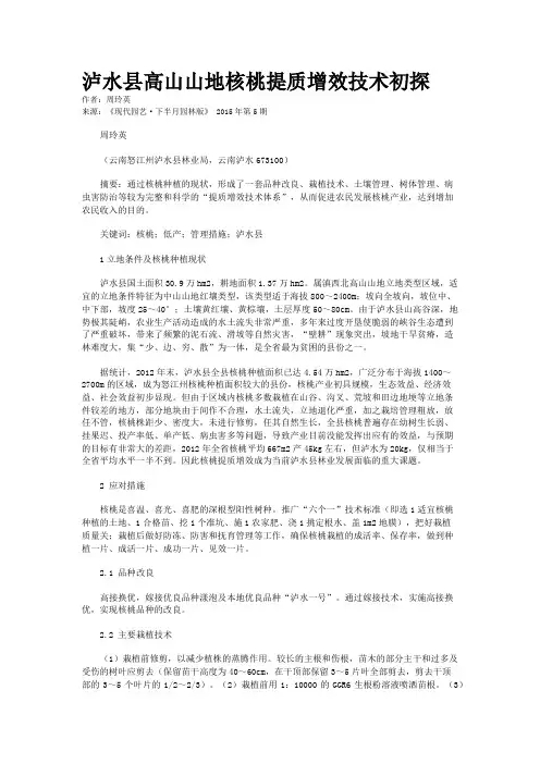 泸水县高山山地核桃提质增效技术初探