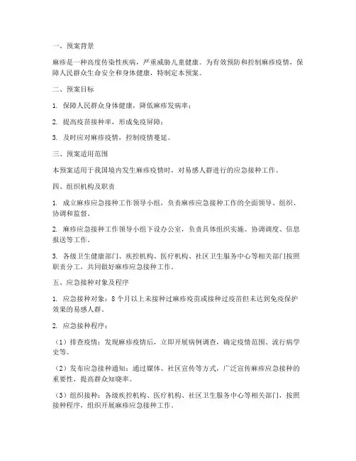 麻疹应急接种预案