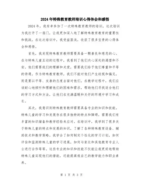 2024年特殊教育教师培训心得体会和感悟
