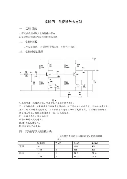 实验报告(负反馈电路)