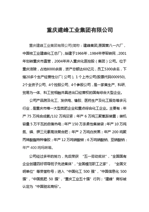 建峰企业简介
