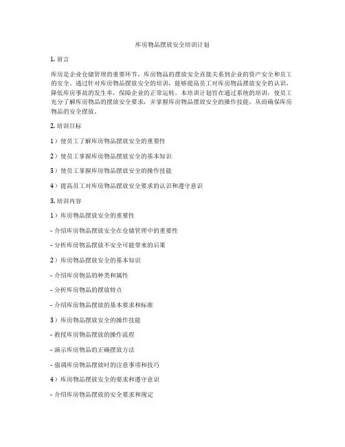 库房物品摆放安全培训计划