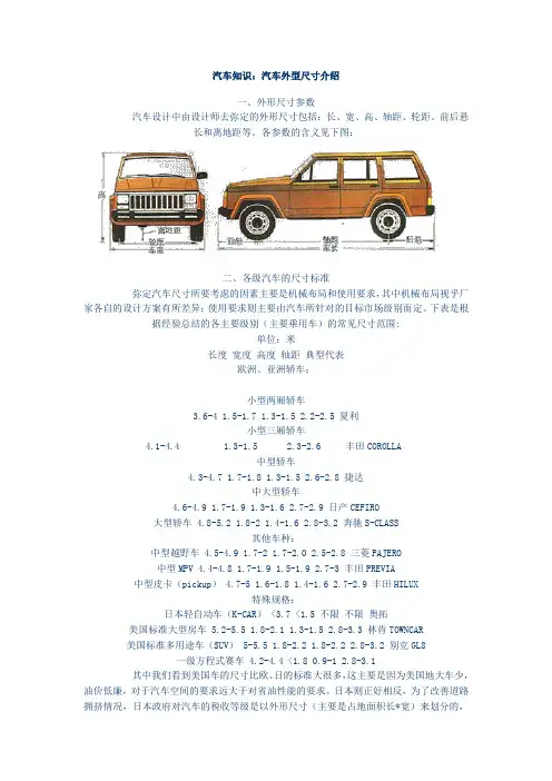 汽车外型尺寸