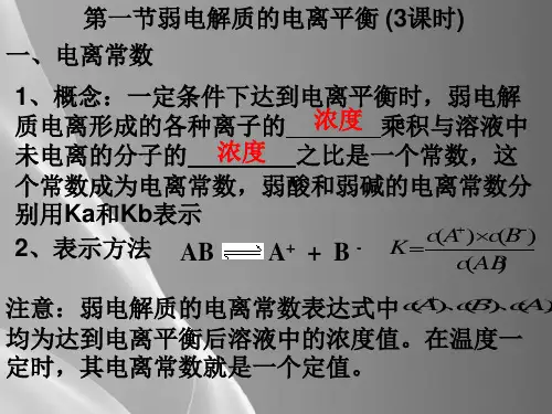 高中化学选修4人教版3.1弱电解质电离(新课标3)课件品质课件PPT