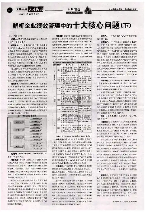 解析企业绩效管理中的十大核心问题(下)