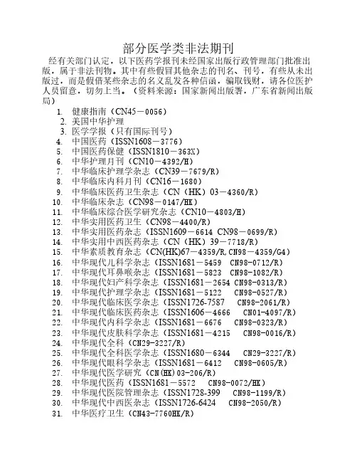 国家新闻出版署公布的部分医学类非法期刊 3