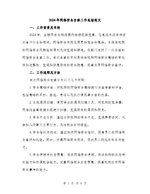 2024年网络安全自查工作总结范文(二篇)