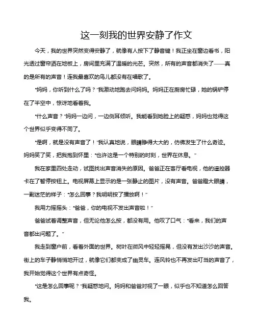 这一刻我的世界安静了作文