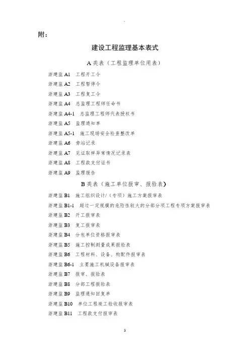新版浙江省工程建设标准表格
