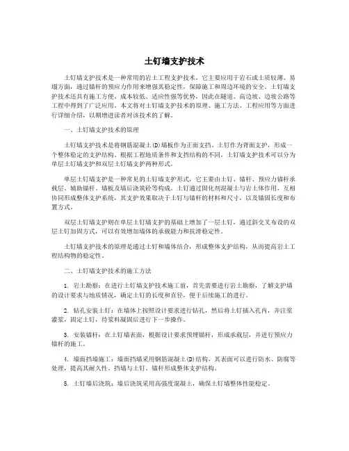 土钉墙支护技术
