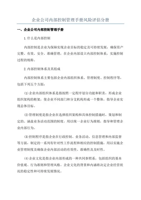 企业公司内部控制管理手册风险评估分册