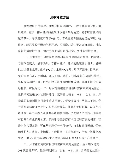 月季种植方法