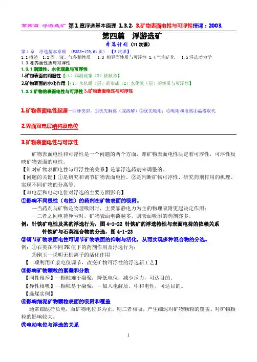 矿物表面电性与可浮性