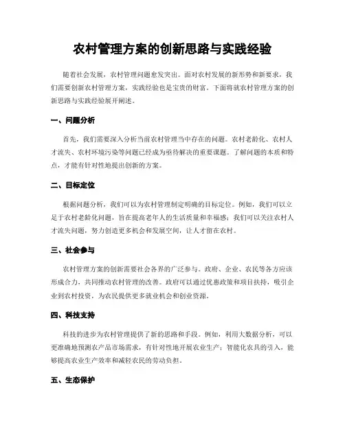 农村管理方案的创新思路与实践经验