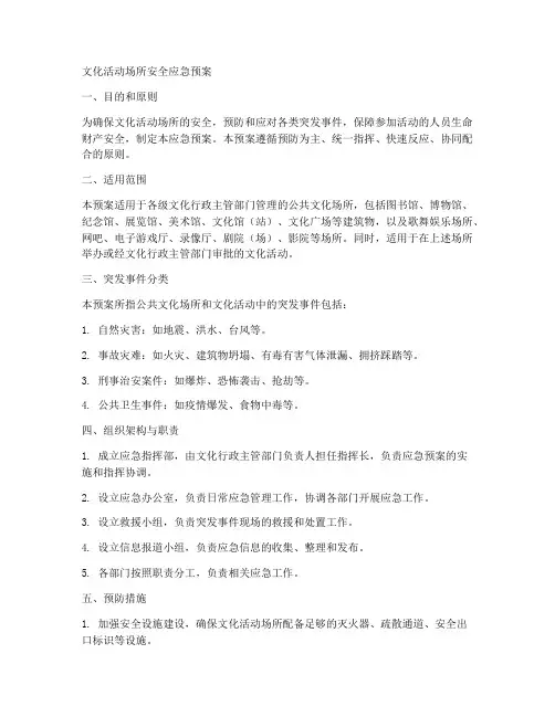 文化活动场安全应急预案