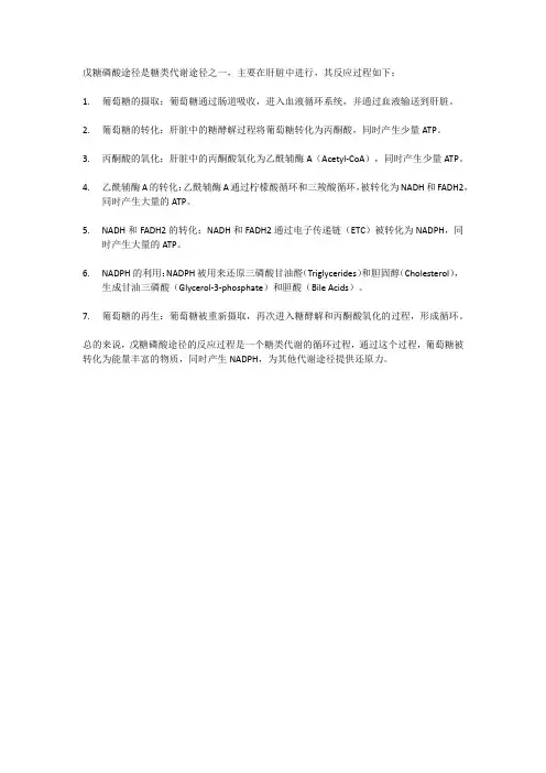 戊糖磷酸途径的反应过程
