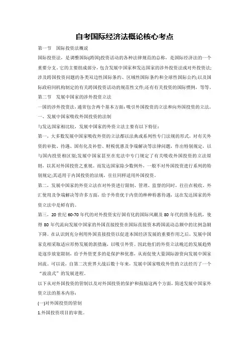 自考国际经济法概论核心考点