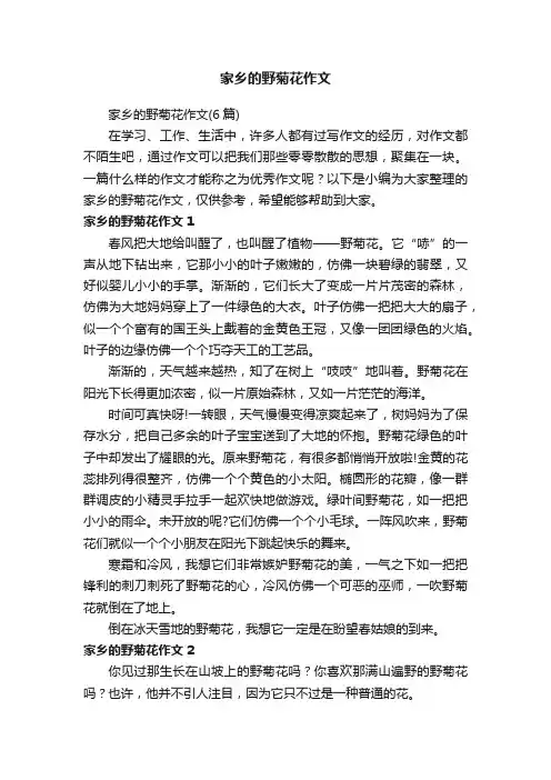 家乡的野菊花作文（6篇）