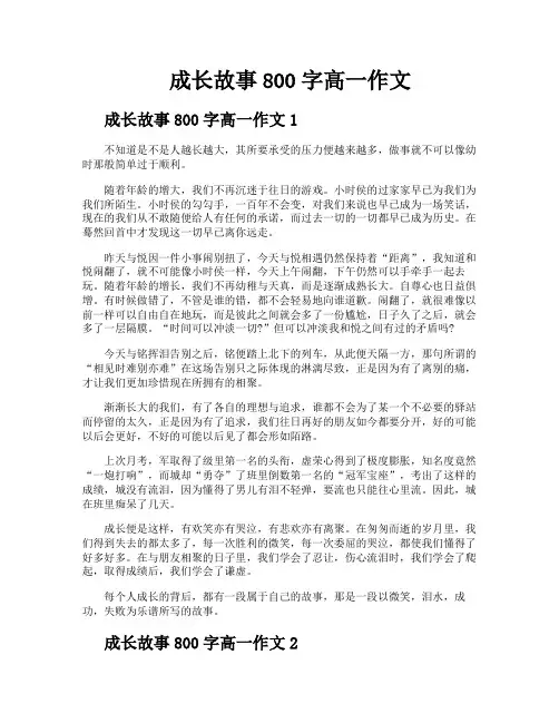 成长故事800字高一作文
