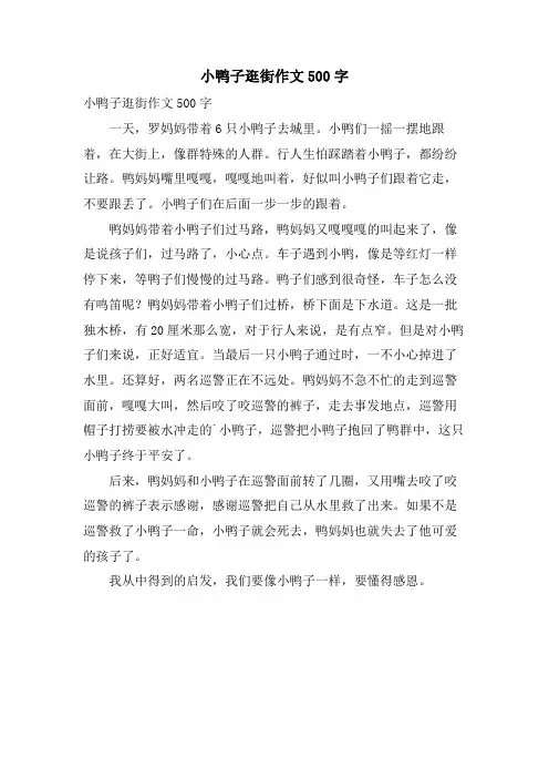 小鸭子逛街作文500字