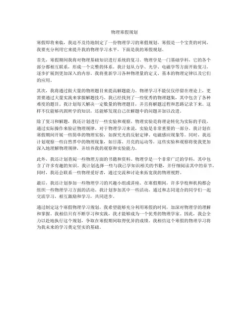 物理寒假规划