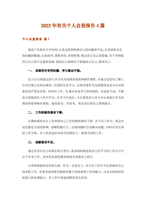 2023年有关个人自查报告4篇