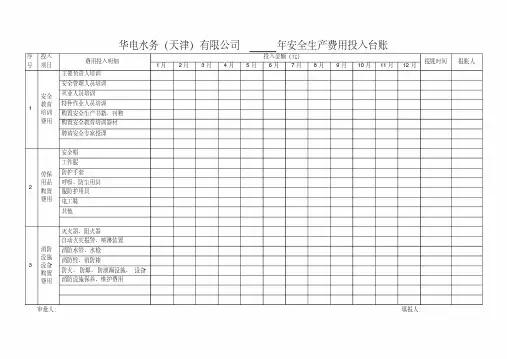 (完整版)安全生产费用投入台账(模版)