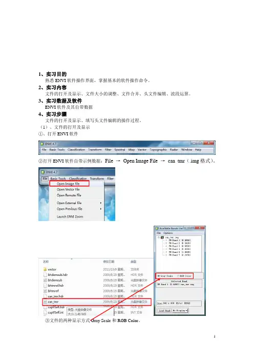 实习1 ENVI软件入门