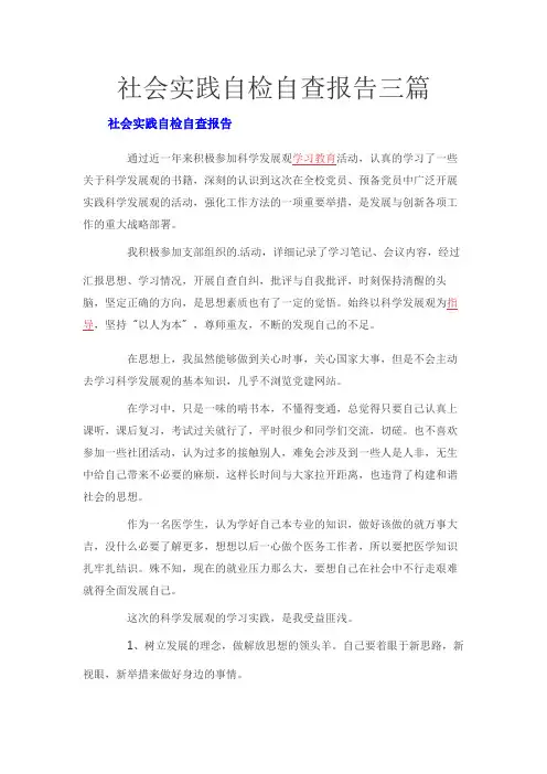 社会实践自检自查报告三篇