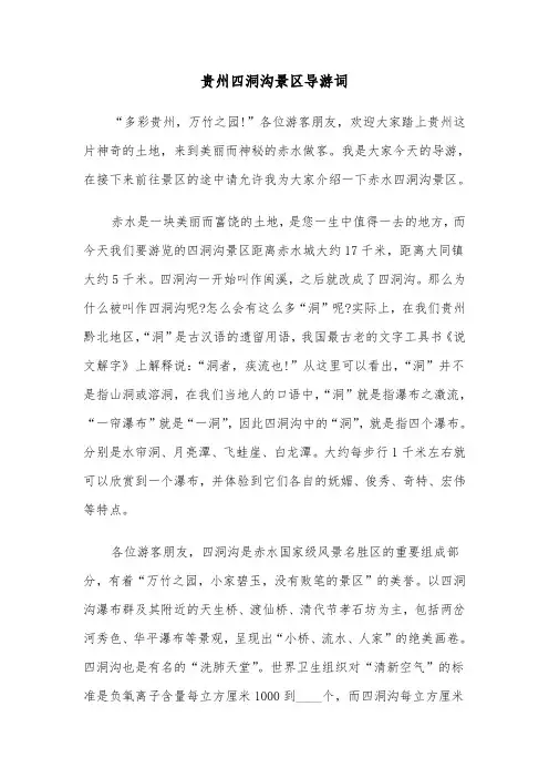 贵州四洞沟景区导游词（2篇）