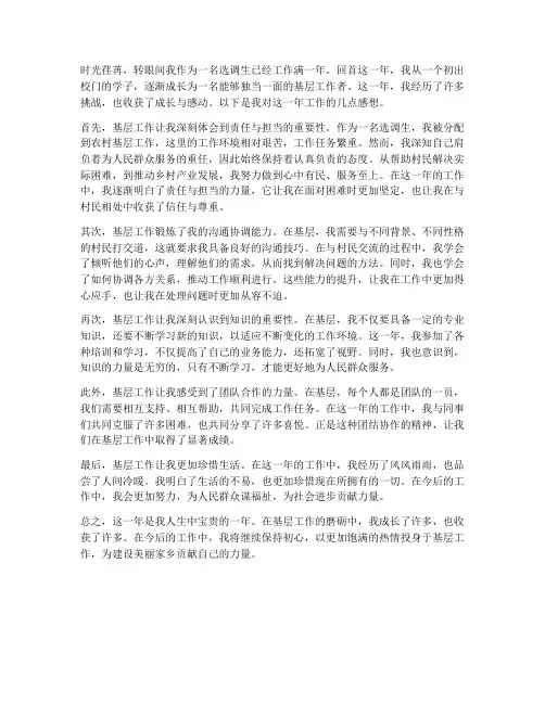 选调生一年工作感想