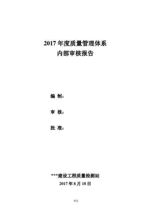 2017实验室内部审核报告
