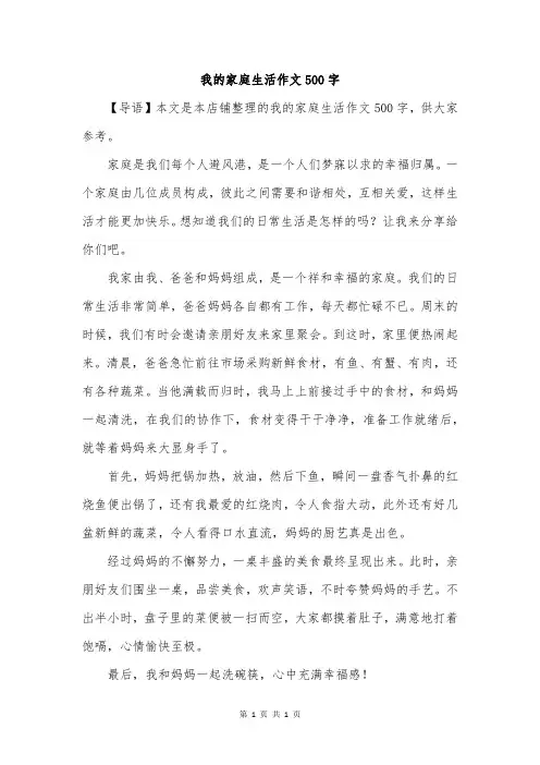 我的家庭生活作文500字