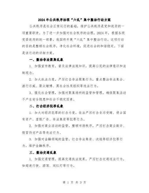 2024年公共秩序治理“六乱”集中整治行动方案