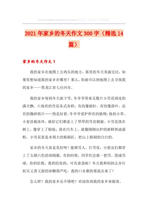 2021年家乡的冬天作文300字(精选14篇)