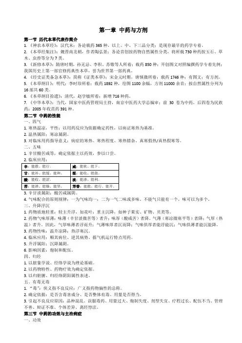 中药专业一知识点