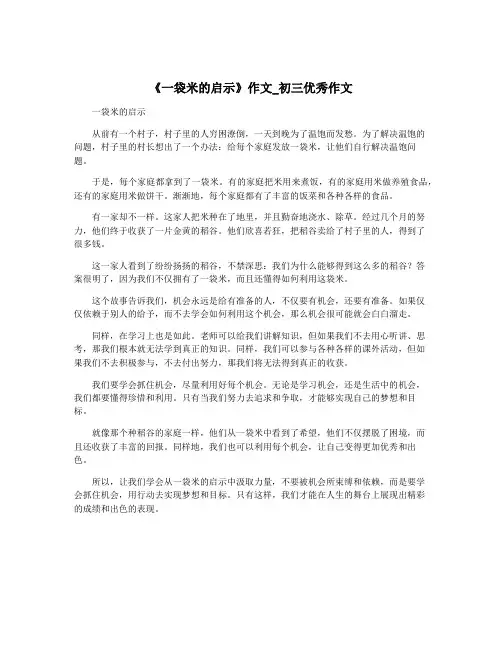 《一袋米的启示》作文_初三优秀作文