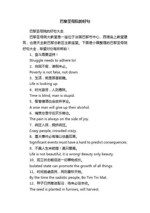 巴黎圣母院的好句大全