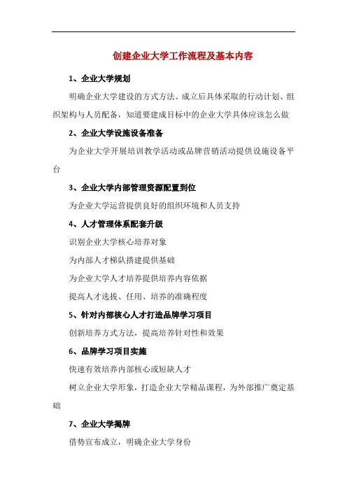 精编创建企业大学工作流程及基本内容