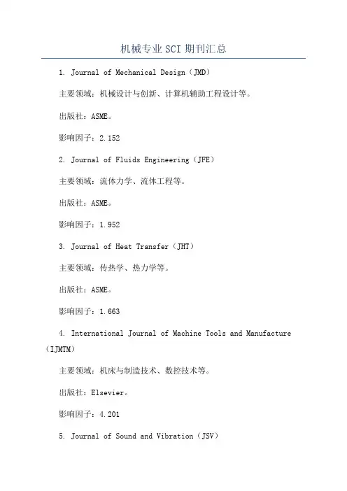 机械专业SCI期刊汇总