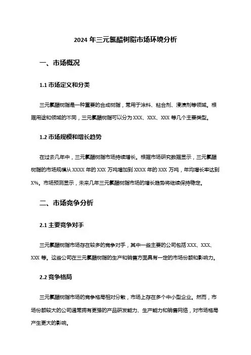 2024年三元氯醋树脂市场环境分析