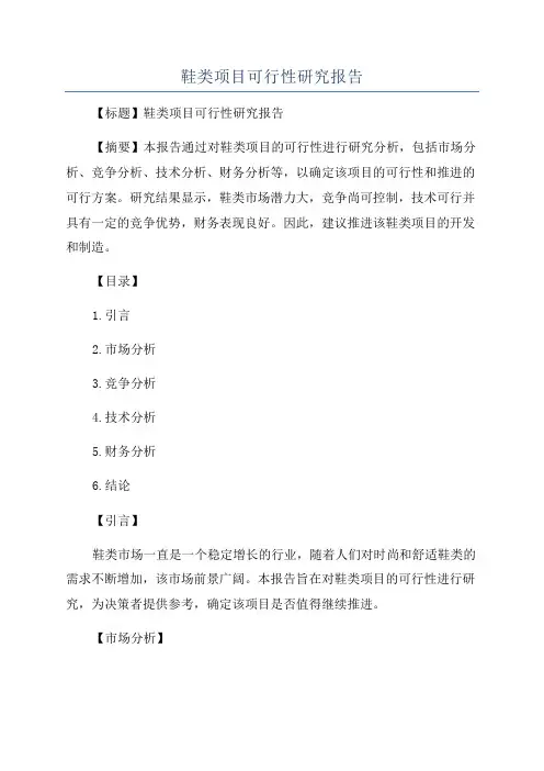 鞋类项目可行性研究报告