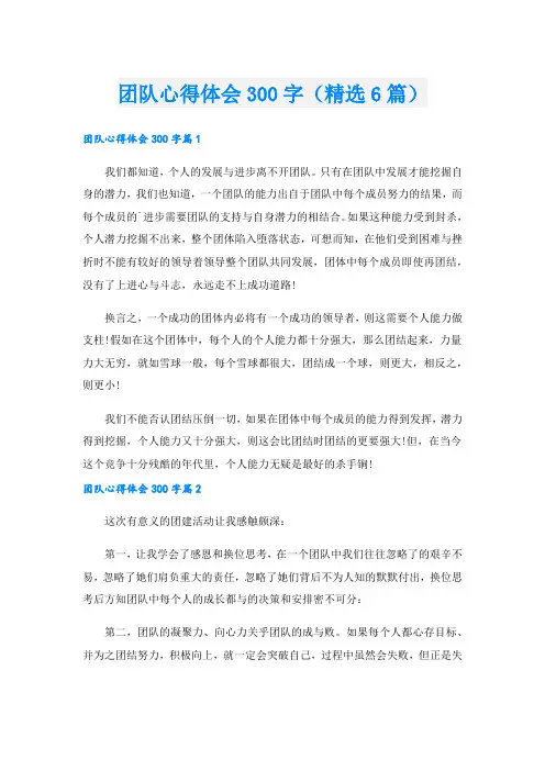 团队心得体会300字(精选6篇).doc
