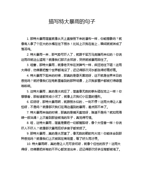 描写特大暴雨的句子