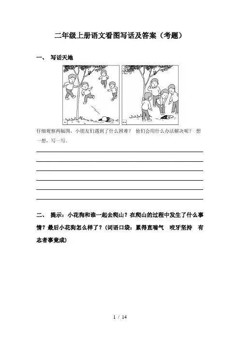 二年级上册语文看图写话及答案(考题)