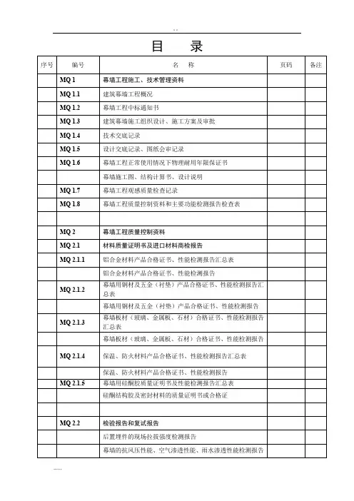 幕墙工程竣工资料(全套)