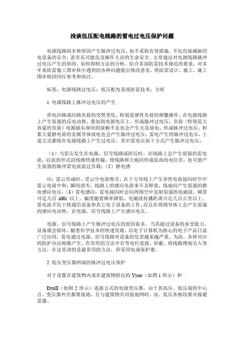 浅谈低压配电线路的雷电过电压保护问题