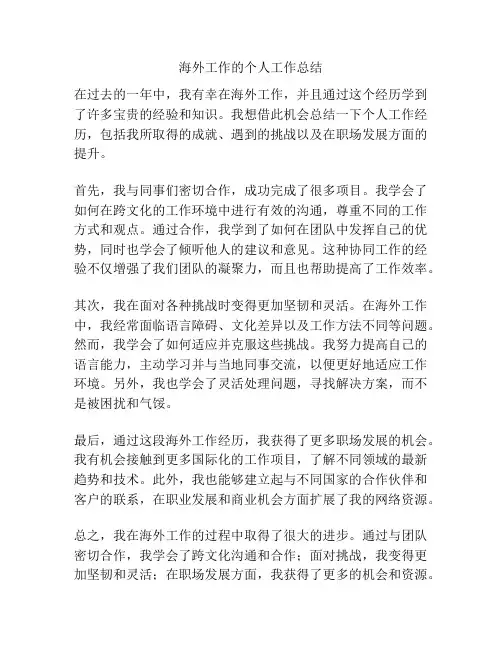 海外工作的个人工作总结