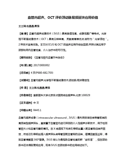 血管内超声、OCT评价颈动脉易损斑块应用价值
